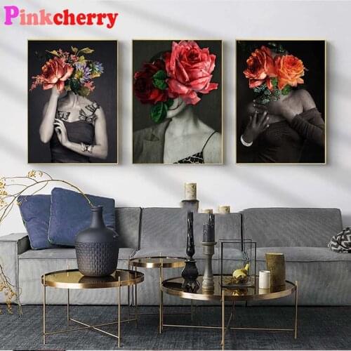 3 Pcs set DIY Diamond Painting Nordic fashion woman with flowers Full Square Diamond Mosaic Embroidery For Gifts Room Decor