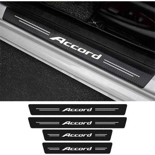 Car Door Sill Scuff Plate For Honda Accord 7 8 9 10 2021 - 2003 4D Carbon Fiber Sticker Pedal Threshold Auto Accessories 4Pcs