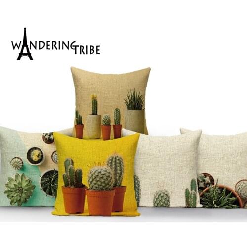 Plant Style Pillow Cases Decorative Home Decor Cover Pillow Cactus Pattern Cushions For Sofa Cushion Cover Kussenhoes 45*45Cm