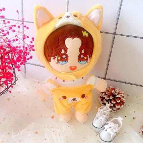 20cm Doll Clothes Plush Toys Purple Bear Pants 20 Cm Suit Baby Clothes Doll Accessories Hat Headgear (No Doll)