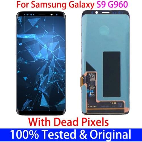 100% Original AMOLED LCD For Samsung Galaxy S9 G960 S9+ G965F Display+Touch Screen Digitizer Aseembly with dot+line replacement