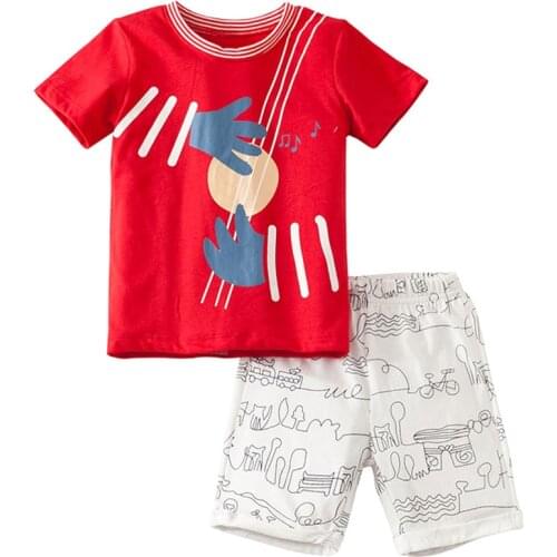 1-7Y Brand Summer 100% Cotton Baby Boys Clothes Set Casual Children Suits tshirt Pants Beach Outfit Infant Boys Kids Sports Sets