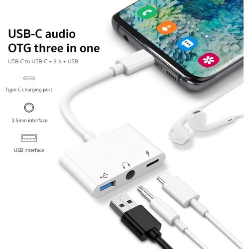 Type-C Adapter 3.5mm Jack Earphone To USB C Charge Listen Calling For USB-C Phone Without 3.5MM Headphone Jack For Huawei Xiaomi