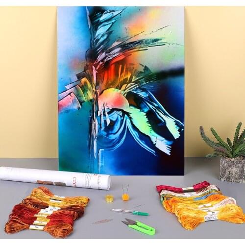 Landscape Tough Grass Printed Water-Soluble Canvas 11CT Cross-Stitch Embroidery Complete Kit DMC Threads Craft Needle