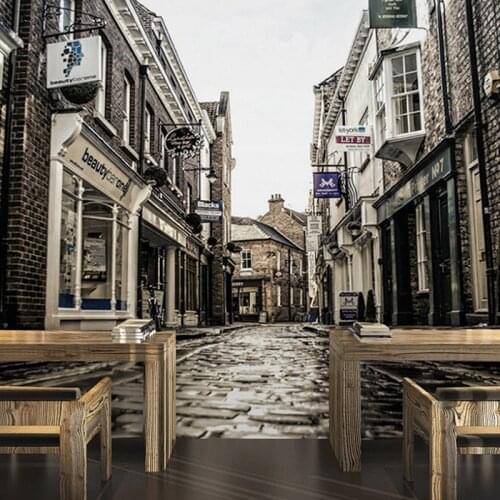 Custom 3D Photo Wallpaper European Retro Nostalgia City Street View Mural Casual Restaurant Bar Living Room Non-woven Wallpaper