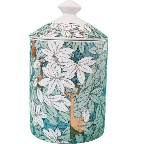Green Leaf Lady Lip Face Jar Empty Candle Holder Beauty Dressing Brush Pen Box with Lid Ceramic Storage Tin Flower Bottle Cup