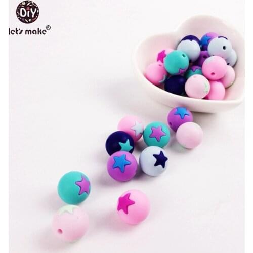 Lets make Star Silicone Beads Baby Accessories10PC/lot Food Grade Silicone Chewy Beads Montessori Toys Bracelet Jewelry Teether