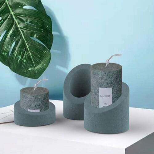 Concrete Candlestick Silicone Molds Candle hole molds Cylindrical Cement scented Candle Holder Silicon Mold