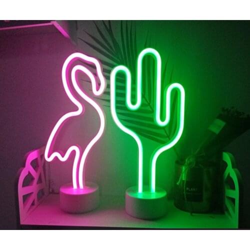 USB LED Neon Sign Light Holiday Lamp Xmas Party Wedding Decoration Home Gift Cactus USB Battery Operation Neon Lamp For Room