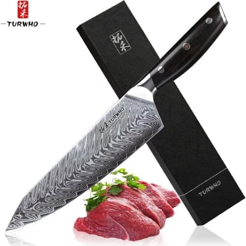 TURWHO 8.2'' Chef Kitchen Knife Japan VG10 Damascus Steel Knives Red Sandalwood Handle Best Quality Kitchen Knives Cooking Tools
