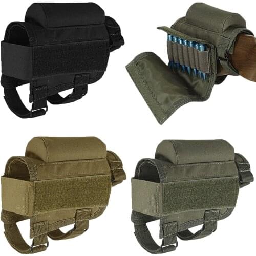 Outdoor Tactical Butt Stock Rifle Cheek Rest Pouch Adjustable Portable Nylon Bag Bullet Holder Riser Pad Ammo Cartridges Bag