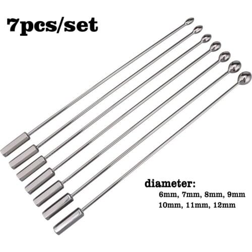 7pcs Urethral Dilator Set Stainless Steel Penis Plug Sounding Rod Sex Toys For Men Penis Insert Sound Uretral Stimulator