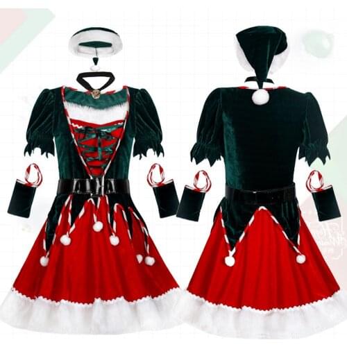 Plus Size S-XXL Sexy Deluxe Ladies Velvet Christmas Dress Sexy Cute Santa Claus Costume Mrs Christmas Party Fancy Dress