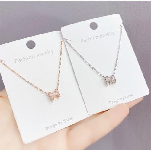 H Letter Necklace Womens All-Match European and American English Letter Accessories Clavicle Chain Pendant Ornament Wholesale