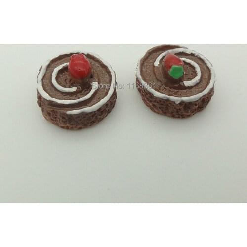 1pcs/lot resin flat back Simulated food brown chocolate fruit roll cake13mm Jewelry Mobile Phone DIY Accessories B015-9