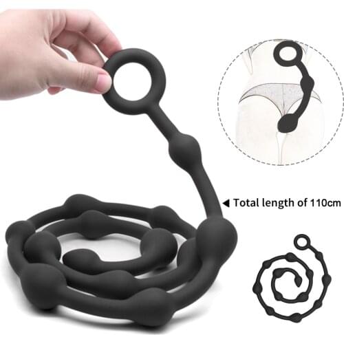 110cm Super Long Anal Bead Plug Anal Sex Toy Butt Plug Anal Bead With Pull Ring Anus Dilator Prostate Massager For Women Men Gay