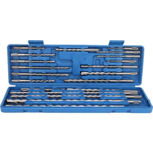20Pcs Drill Bits SDS Rotary Hammer Drill Bits Chisel Set Tool with Blue Tool Box
