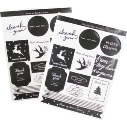 300pcs/pack Black and White Elk Flamingo pineapple Christmas Handmade Cake Packaging Sealing Label Kraft Sticker Party Supplies