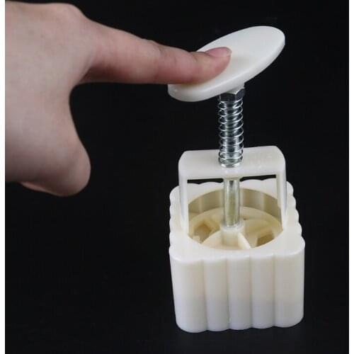 4pcs Square Hand Press Stamp Moon Cake Decor Barrel Mooncake Mold 100g DIY Tool