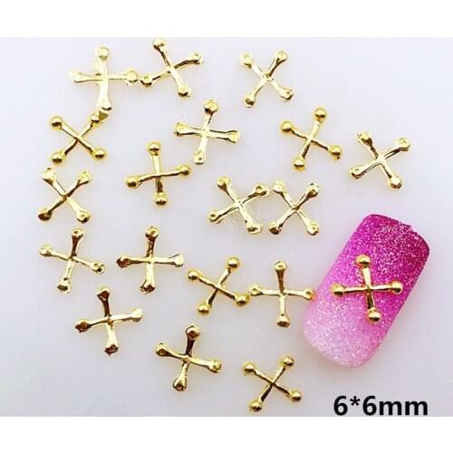 50pcs/pack Japan Korea Alloy Nail Art 3D Gold Silver Black Cross Metal Accessories Decoration for Phototherapy Nail Sticker DIY