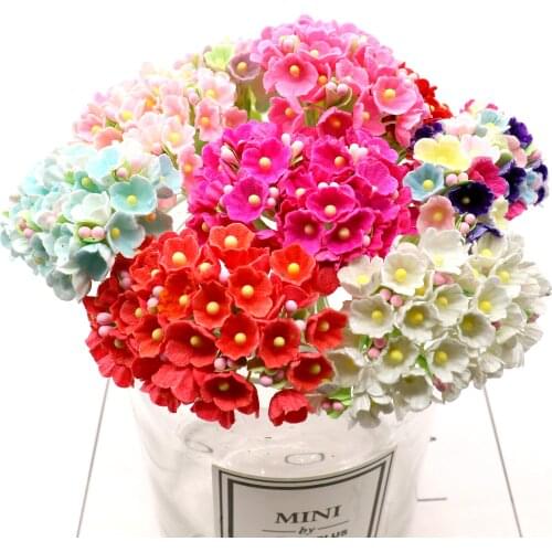 8 pieces / 40 heads 1 cm mini paper flowers roses bouquet artificial flower cheap wedding decoration for scrapbooking DIY flores