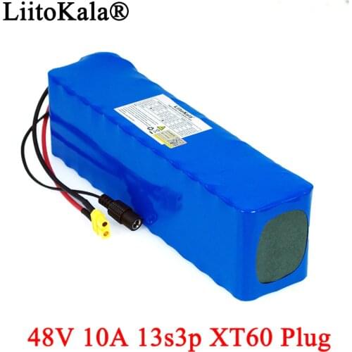 LiitoKala e-bike battery 48v 10ah 18650 li-ion battery pack bike conversion kit 1000w 54.6v 13s3p batteries XT60 plug