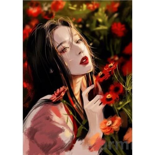 Girl DIY 5D Diamond Painting Artistic Portrait Craft Picture Cross Stitch Embroidery Full Round&square Drill Home Decoration