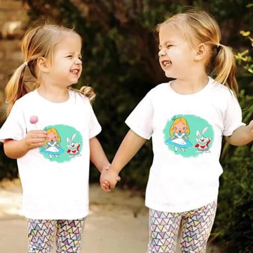 Summer Disney Kids T Shirt Cute Alice in Wonderland Print T-Shirt Children Tshirts O Neck Short Sleeve Tee Baby Girl Tops