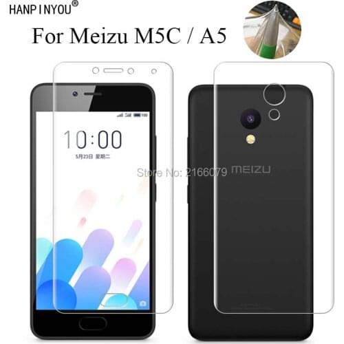For Meizu M5c / A5 5.0" Soft TPU Front Back Full Cover Screen Protector Transparent Protective Film + Clean Tools