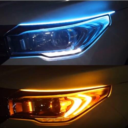 2PCS DRL Car Daytime Running Light LED Flexible Waterproof Strip Auto Headlights Turn Signal Decorative Lamp RGB APP Control 12V