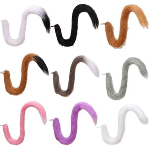 Adults Kids Cosplay Anime Fluffy Plush Long Cat Tail Fancy Dress Accessories Halloween Party Costume Prop