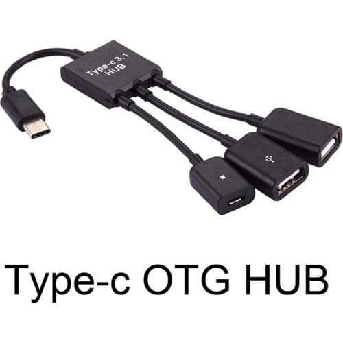 Multi-function 3 In1 Micro USB Cable Adapter 3 Port USB-c Type-c 3.1 Male To USB 2.0 OTG HUB Adapter Cable Converter