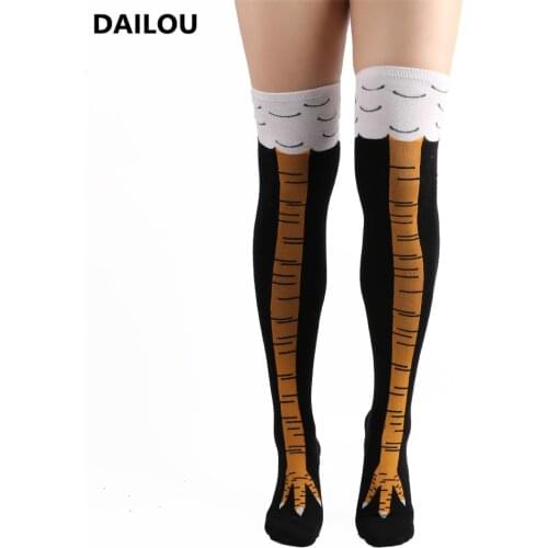 Novel Funny Chicken Paw Socks Men Women Cartoon Realistic Animal Paw Knee High Socks Happy Cotton Socks Original Christmas Gift