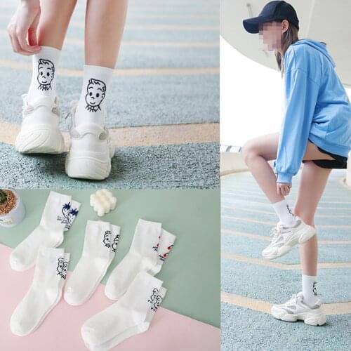 Fashion socks cute cartoon women Cotton japan Pair Kawaii high white happy with pattern Socks lot strawberry cherry 2021 trends