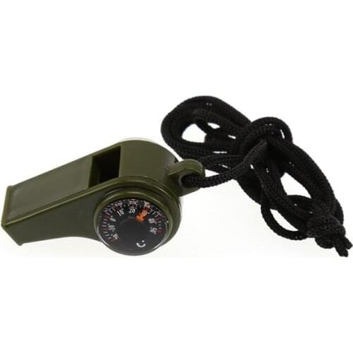 2021 NEW Whistle Compass Thermometer 3 In 1 Outdoor Camping Hiking Accessory Multi-Functional Survival Tools W/ Nylon Neck Rope