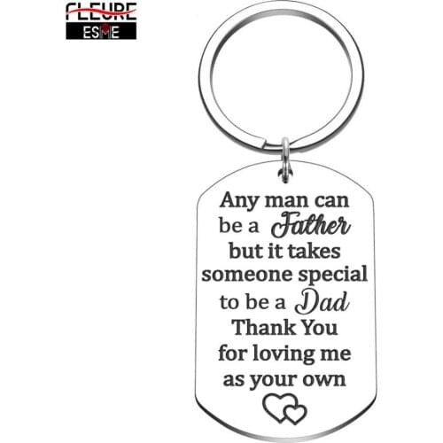 Father Day Gifts for Step Dad Keychain Birthday Gifts for New Dad Thank You for Loving Me As Your Own Wedding Gift for Father