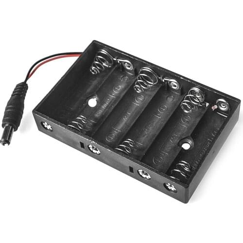 Size 6 AA Battery Case Holder Box For 6pcs Size AA Battery Case Storage Holder With DC2.1 Power Jack For Arduino