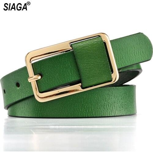 Fashionable Personality Green Belt Simple Narrow Waistband Skirt Decorative Genuine Belts for Women Accessories FCO143