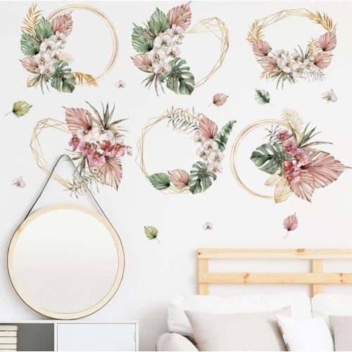 DIY Leaf Flower Sofa Background Decoration Wall Decals European Style Watercolor Self-adhesive Wall Stickers