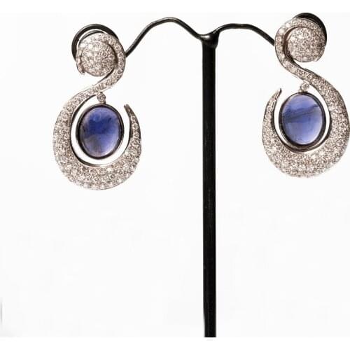INFIJE earrings in White Gold, Iolite and Diamonds - Made in Italy