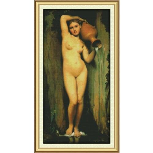 Stamped Cross Stitch Kits The Woman Holding Pottery DMC 14ct 11ct Count Printed Canvas Stitch Embroidery Handmade Needlework Set