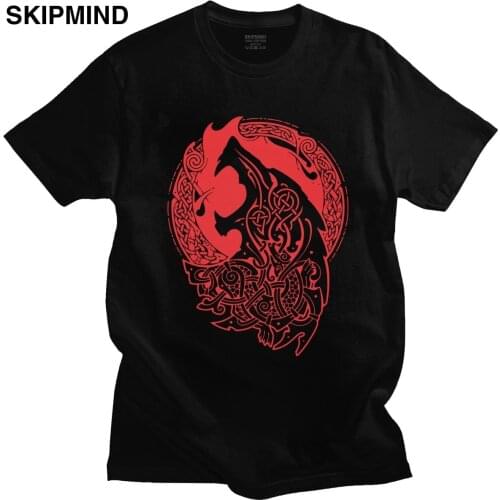 Stylish Viking Fenrir T Shirts for Men Short Sleeve Casual Lokis Son Monstrous Wolf Tshirt Valhalla Odin Tee Cotton T-shirt