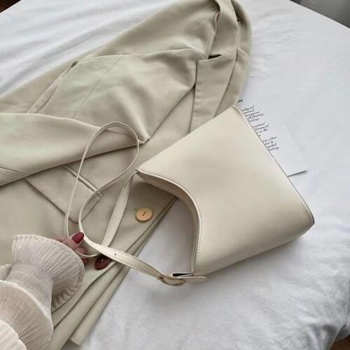 Bucket Shoulder Bags For Women Bolsa Feminina Solid Color Retro 2021 All-Match Office Lady Underarm European Cross-Body Bags