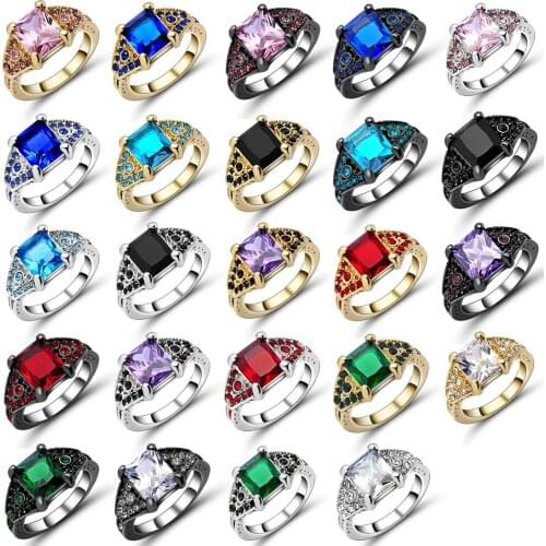 TianBo Weddings/bride Pink Large CZ Stone jewelry Silver Color Rings charming lady nice party ring size 6-9 anillos mujer