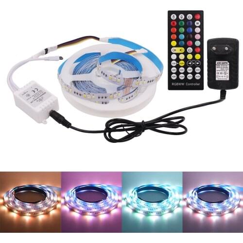 5M RGBCCT LED Strip Light DC12V Flexible LED Tape 5050 2835 90LEDs Waterproof LED Ribbon with EU/US/AU/UK Power Supply+IR Remote