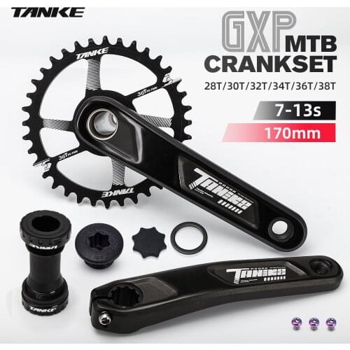 TANKE MTB bicycle crankset GXP hollow crank 170mm 1x chainring 28T 30T 32T 34T 36T 38T bottom support BB68 mountain bike parts