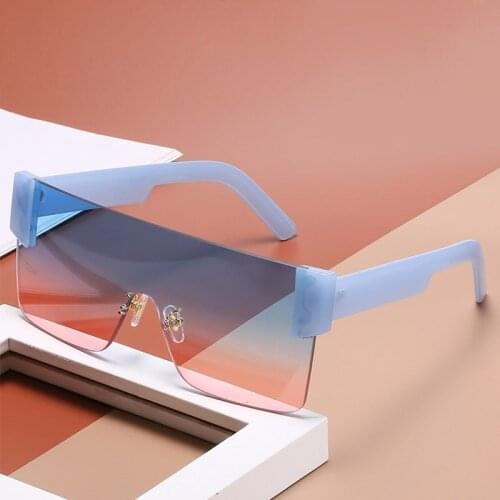Trend Women Square Blue Pink Sunglasses Color Frame Trend Glasses High Quality Oversized Sun Glasses For Female Men Oculos uv400