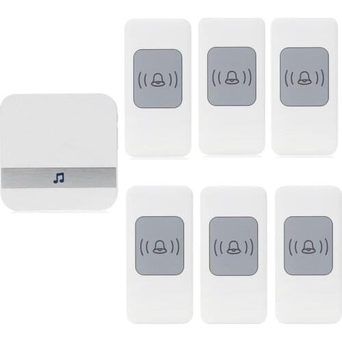 CACAZI Waterproof Wireless Doorbell 300m Remote Intelligent Home Cordless Door Bell 52 Chimes 4 Volume 6 Button 1 Receiver