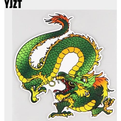 YJZT 16.2×17.3CM Cute Cartoon Green Dragon Body Scratch Cover Decoration Stickers Car Accessories 21A-0463