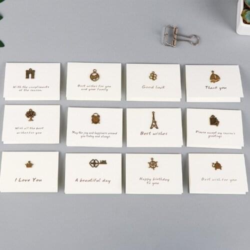 1Set Envelope greeting retro blessing card with cards Metal Festival towers clover crown triumphal arch thank you card DIY